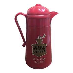 Vintage Eight O’Clock Coffee Logo Thermos Carafe Retro Red Plastic Coffee Server